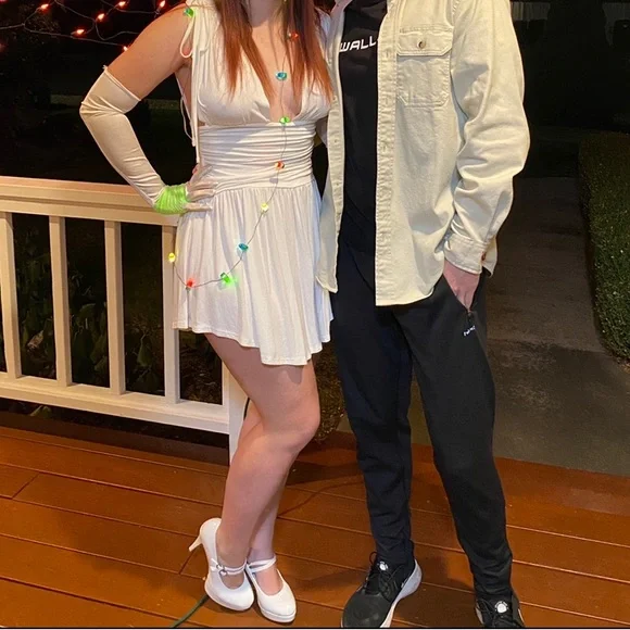 SHEIN women’s Greek goddess white stretchy tie dress. Size small/US 4. - Picture 4 of 13